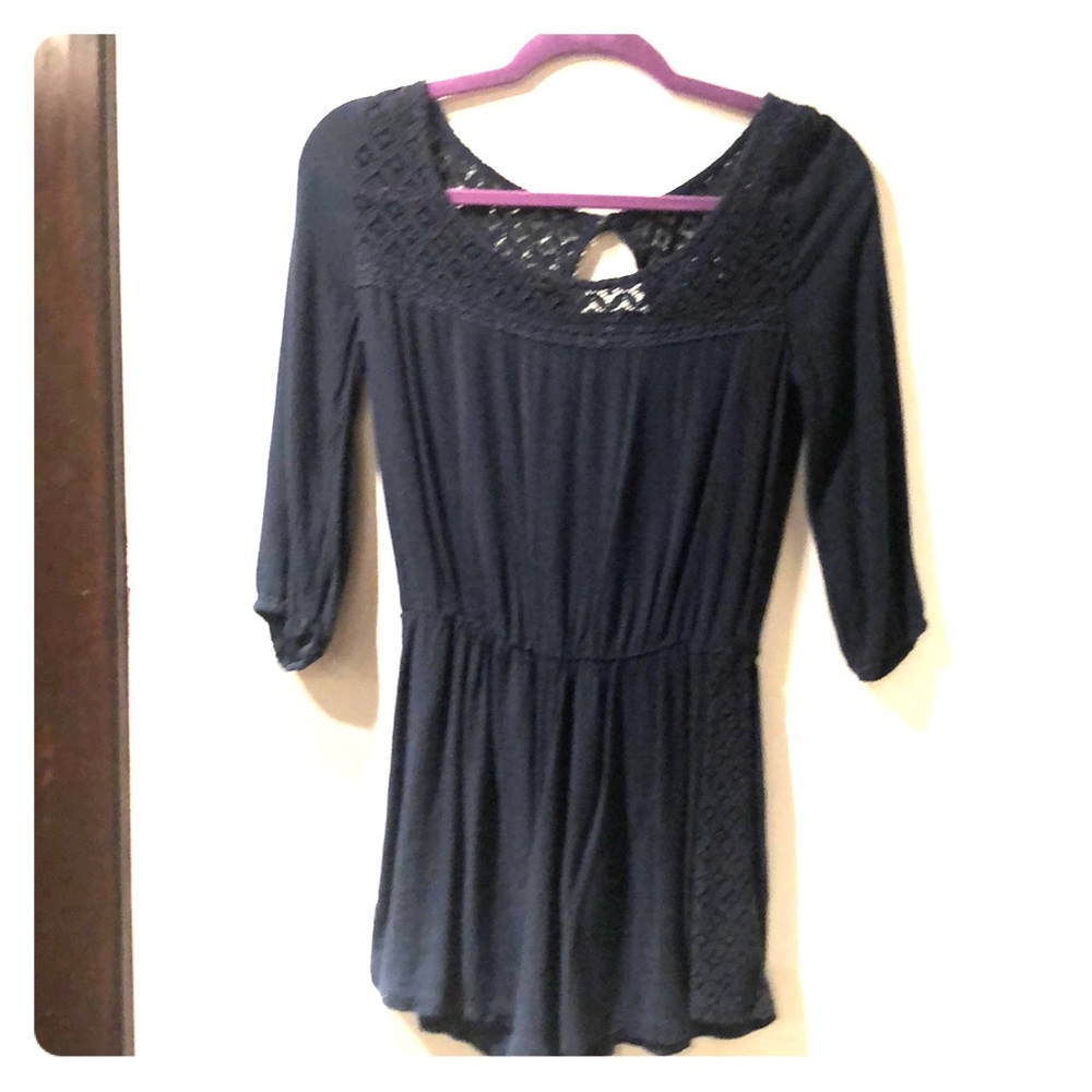 navy romper 3/4 length sleeves